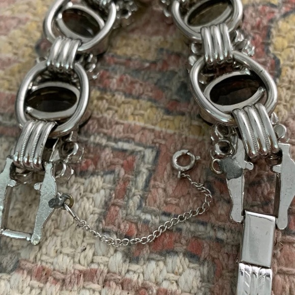 Vintage Juliana DeLizza Elster D&E Peridot Olive Clear Glass Rhinestone Bracelet - Picture 7 of 9